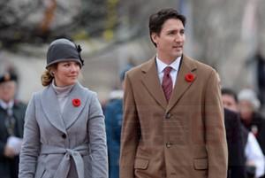 Prime Minister Justin Trudeau and his wife Sophie Trudeau-Gregoire attend the Remembrance Day ceremony in Ottawa on Wednesday, Nov. 11, 2015. THE CANADIAN PRESS/Adrian Wyld
