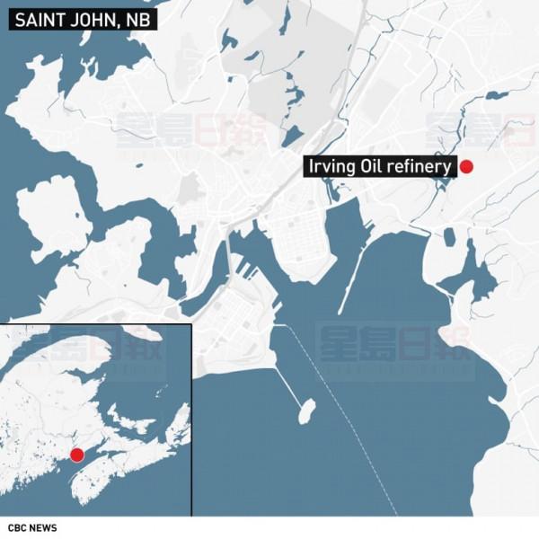 location-of-irving-oil-refinery-in-saint-john