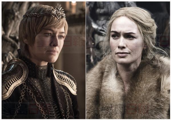 This combination photo of images released by HBO shows Lena Headey portraying Cersei Lannister in "Game of Thrones." The final season of the popular series premieres on April 14. (HBO via AP)