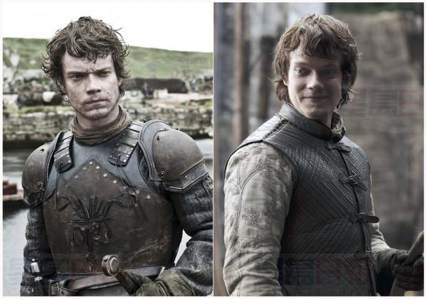 This combination photo of images released by HBO shows Alfie Allen portraying Theon Greyjoy in "Game of Thrones." The final season of the popular series premieres on April 14. (HBO via AP)
