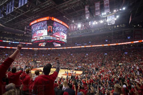 Toronto Raptors fans react during the first half of Game 2 of the NBA Finals between the Raptors and the Golden State Warriors in Toronto on Sunday, June 2, 2019. THE CANADIAN PRESS/Chris Young