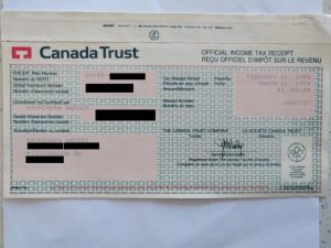 納爾西1994年在Canada Trust存款的憑證。CBC