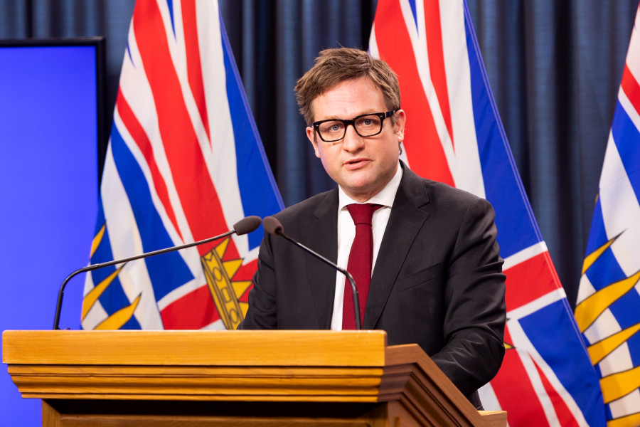 Mike Farnworth, Minister of Public Safety and Solicitor General, and Rob Fleming, Minister of Transportation and Infrastructure, provide an update on the recent flooding and mudslide events in British Columbia, November 30, 2021.