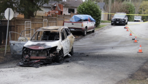 距離事發地點開車15分鐘的地方,警方發現一輛焚燒的汽車。 CTV圖片