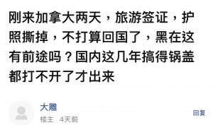 有持旅遊簽證的網民指,希望黑在加拿大等大赦。網上截圖