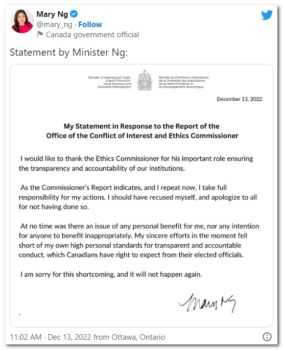 伍鳳儀的公開道歉信。推特圖