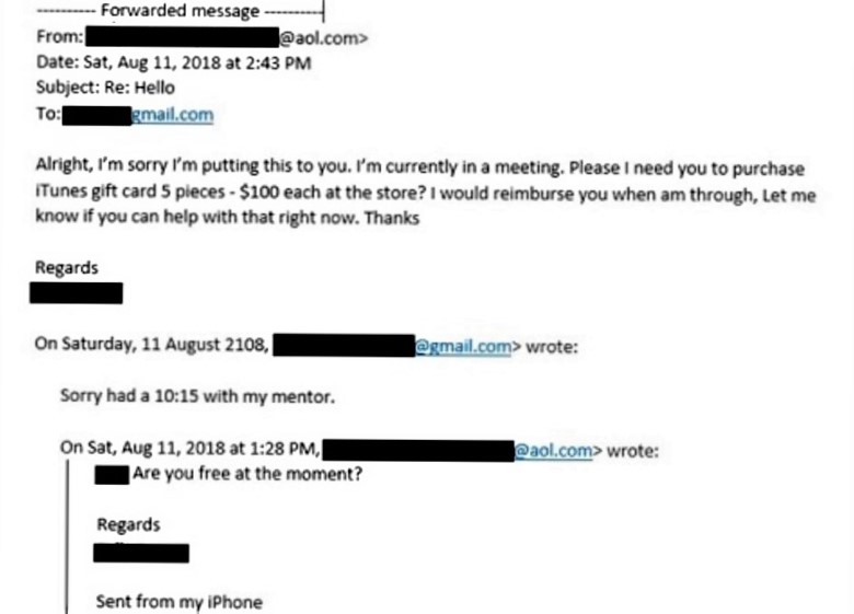 警方公布的詐騙郵件。RCMP提供