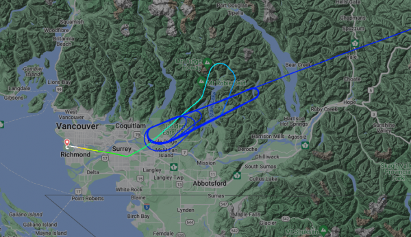 Flight-Radar-map-WestJet-Calgary-Nanaimo-fog