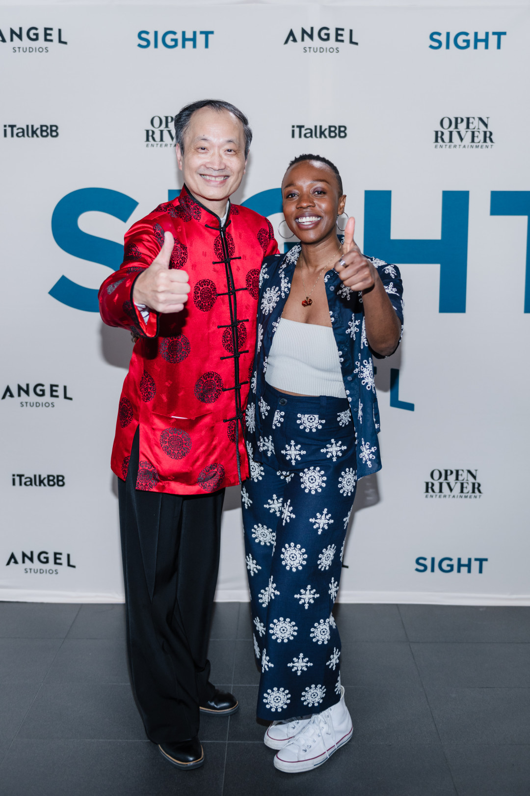 RICHMOND HILL, ONTARIO - MAY 08: Dr. Ming Wang and Natasha Mumba attend the premiere of "Sight" on May 08, 2024 in Richmond Hill, Ontario. (Photo by Harold Feng/Getty Images for Angel Studios)
