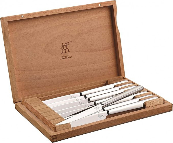 Premium Set of 8 Stainless German Steel Serrated Steak Knife Set with Wood Box