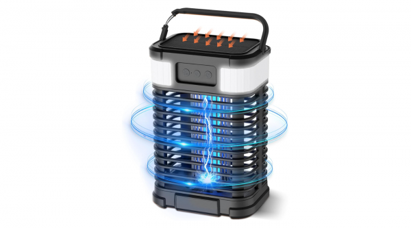 Solar Bug Zapper, 4200V Mosquito Zapper, Cordless & Rechargeable Bug Zapper Outdoor with LED Light, Portable Waterproof Electric Fly Zapper with Hook, for Patio Camping Backyard Garden