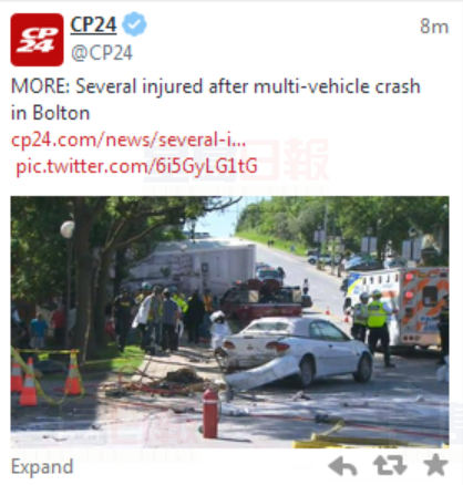 Bolton多車相撞 八人受傷一人仍被困