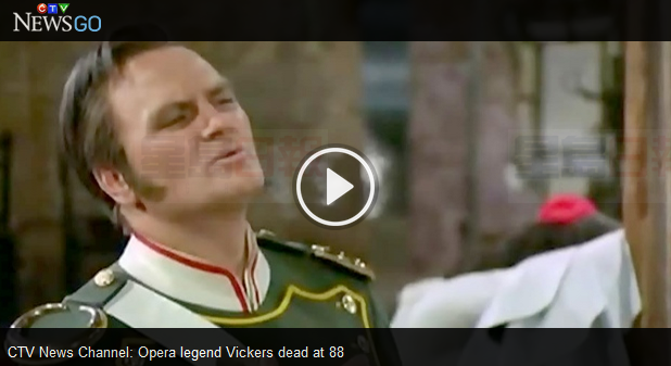 加國出生本土歌劇演唱家Jon Vickers離世 享年88歲