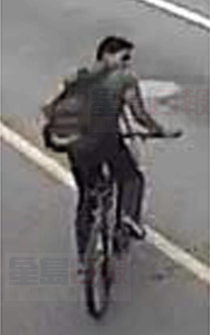 騎自行車男子偷摸女子 監控圖像公佈