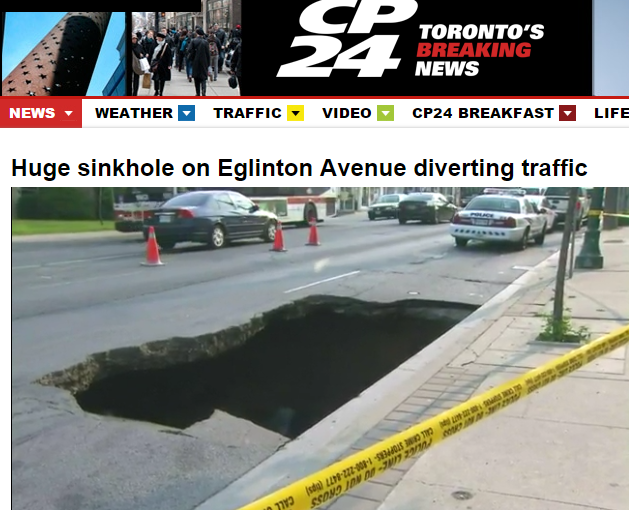 多倫多城西出現天坑 周邊路段交通癱瘓