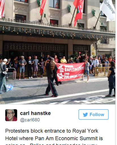 多市迎來兩場國際峰會 示威人士遊行抗議