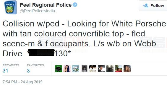 敞篷保時捷將行人撞至重傷逃逸 司機被捕