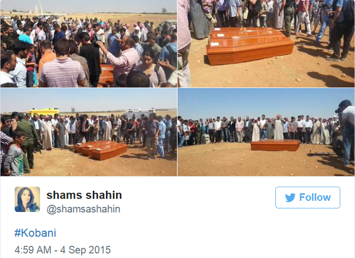 兩名溺亡敘利亞男童和母親被送回家鄉下葬