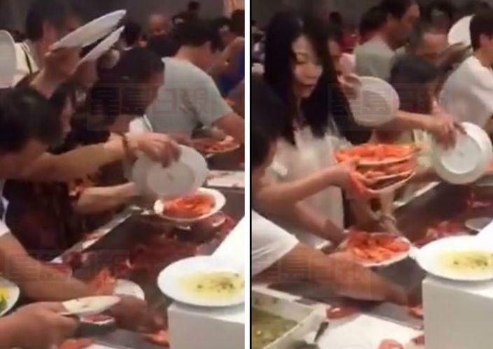 中國遊客盤子鏟大蝦 泰網友嘲:未吃過?