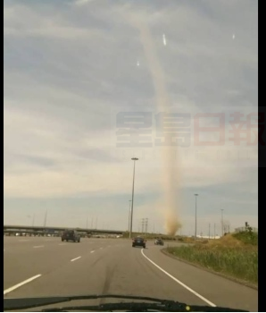 密市401高速開車 目擊小塵暴看似龍捲風