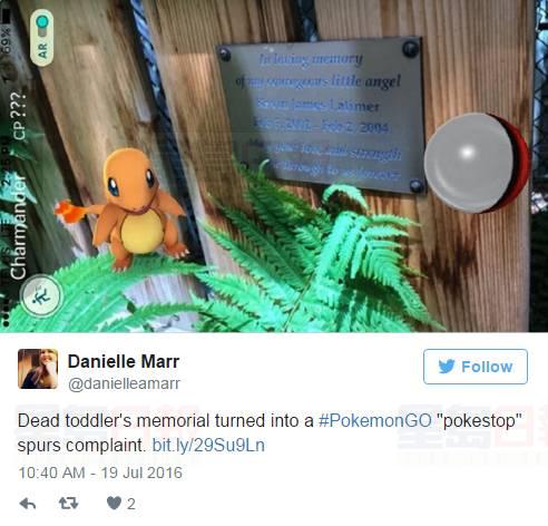 兒子墓牌被當做Pokemon站點 母親：快停止
