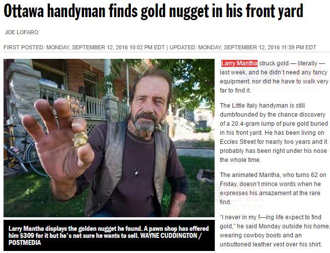 工匠在自家前院挖到金塊 或自己改成珠寶