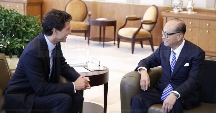 杜魯多訪港晤李嘉誠　討論貿易與投資