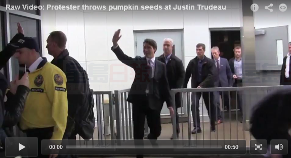 前綠黨女候選人朝杜魯多扔南瓜籽