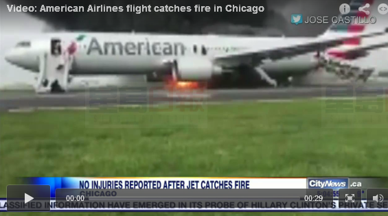 美航航班在芝加哥機場跑道起火 乘客疏散