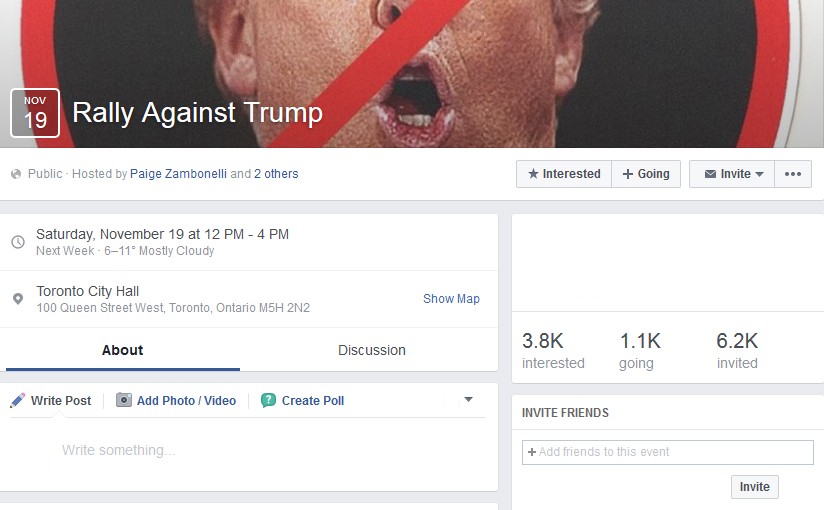 下週多倫多有反特朗普遊行 從市政廳抗議到特朗普酒店