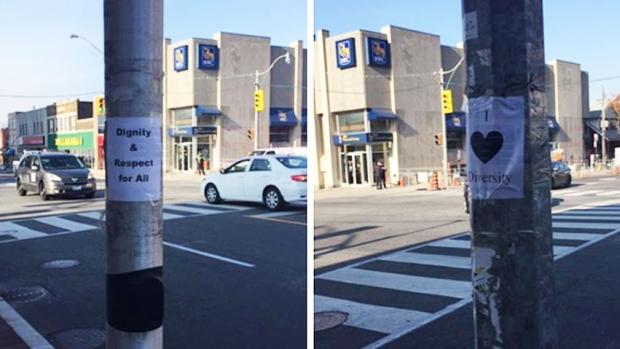 暖心多倫多人：“反種族歧視”海報現身
