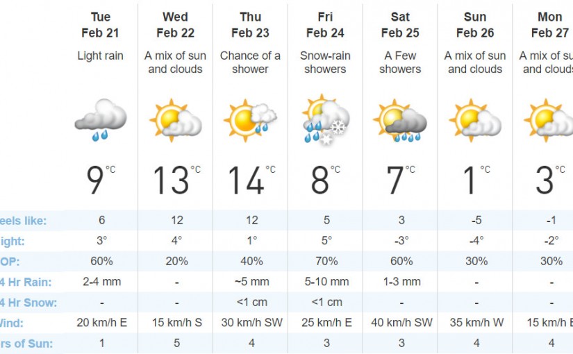 一周天氣：週三週四溫度再回雙位數