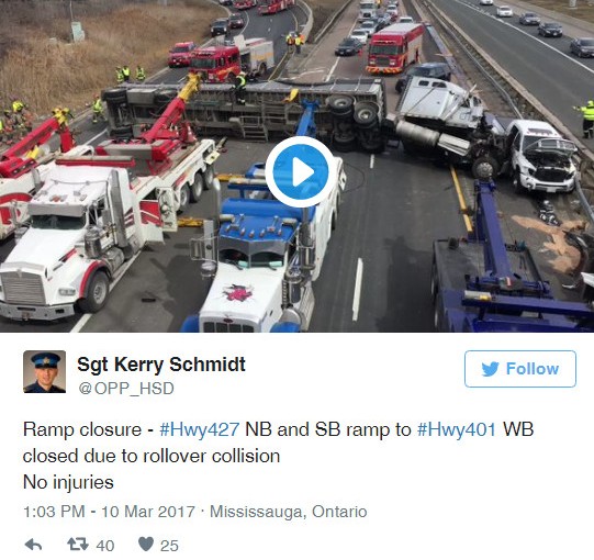 貨車翻車導致大塞車 現已重新通行