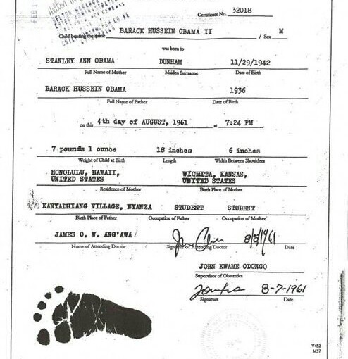 親哥哥曬疑似奧巴馬出生證：非美國出生