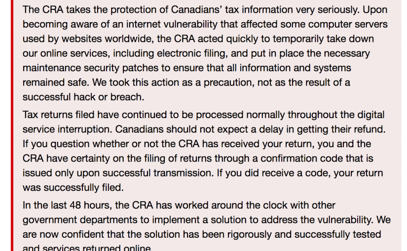 CRA網站已重新恢復使用