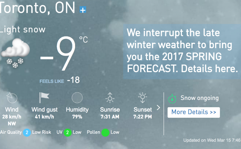 多倫多今日小雪 西北風凜冽