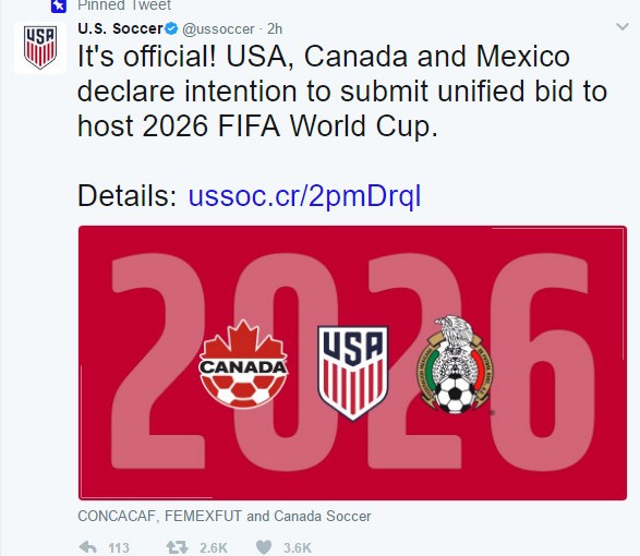 加拿大美國墨西哥聯合申辦2026世界杯