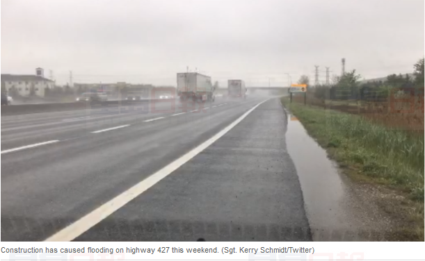 洪水氾濫 Hwy 427車道關閉
