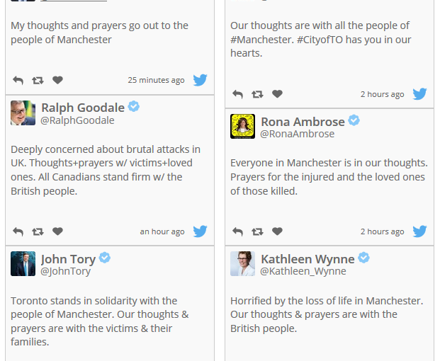 爆炸案后加國各級政府 發推支持英國人民