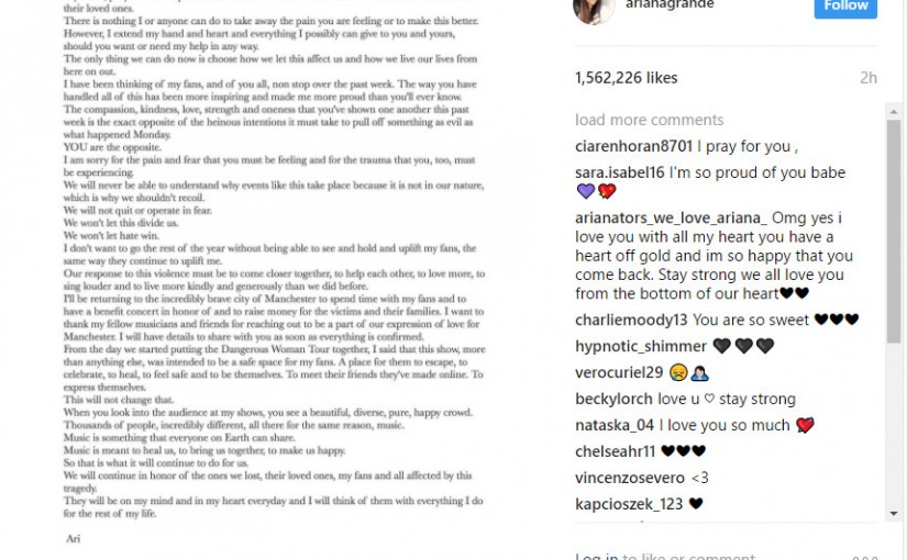 Ariana Grande將在曼徹斯特開加開一場慈善演唱會