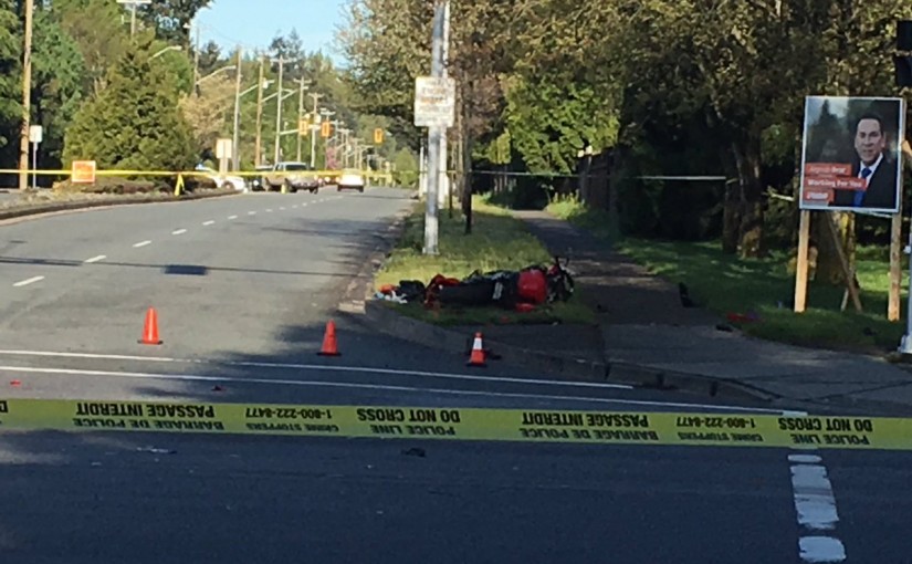 卑詩省素里市發生涉及電單車的交通意外 一人重傷