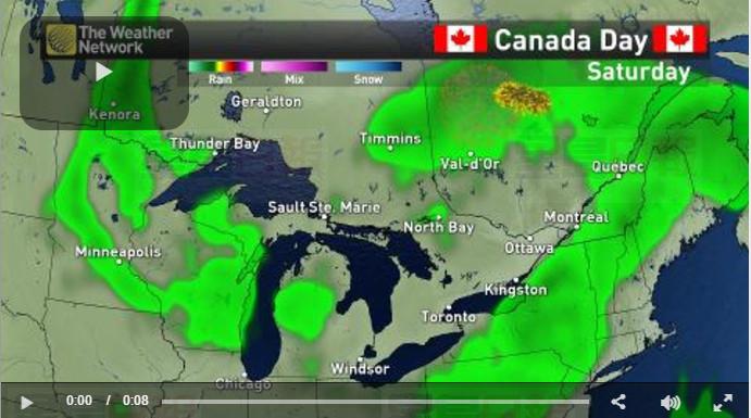 國慶日當天多倫多可能有雨