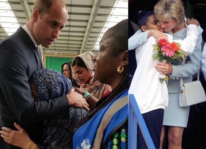 威廉擁抱大火倖存災民 展亡母戴妃風範