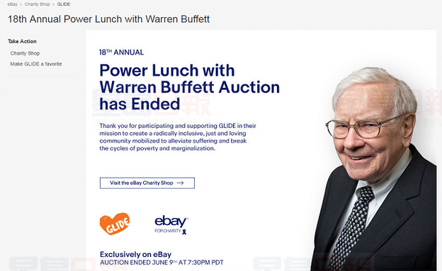 巴菲特午餐267.9萬美元中標 比去年遜色