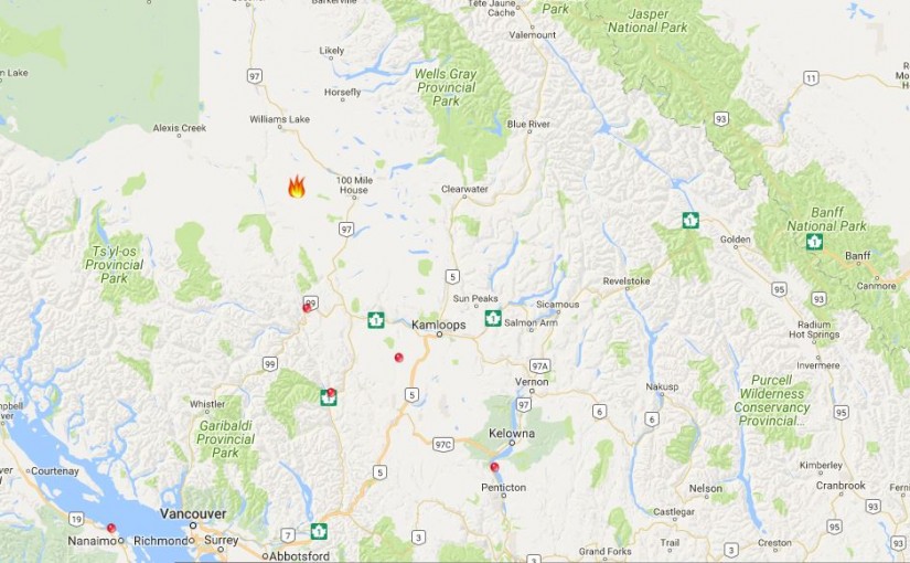 卑詩省內陸的山火失控