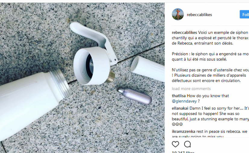 健身女模死亡 生奶油擠壓器竟成為致命武器