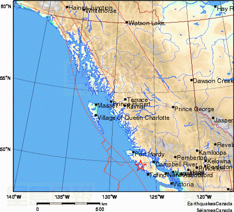 溫哥華島西部發生4.6級地震 未有受傷損毀報告
