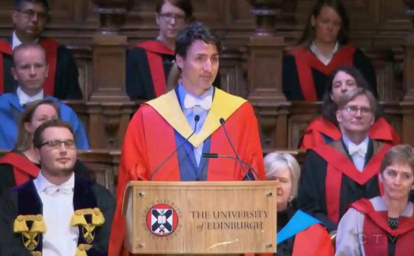 加拿大總理杜魯多獲得愛丁堡大學榮譽博士學位