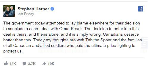 哈珀致電安慰被Khadr炸彈致失明的美軍太太