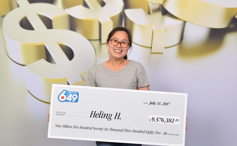 卑詩彩票局公布 7月8日星期六的6/49頭獎 由一名華裔女子奪得